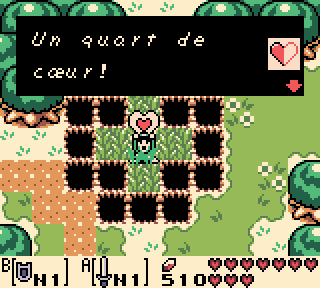 Une capture d’écran du jeu, avec un dialogue « cœur » avec le e-dans-l’o affiché comme une ligature.
